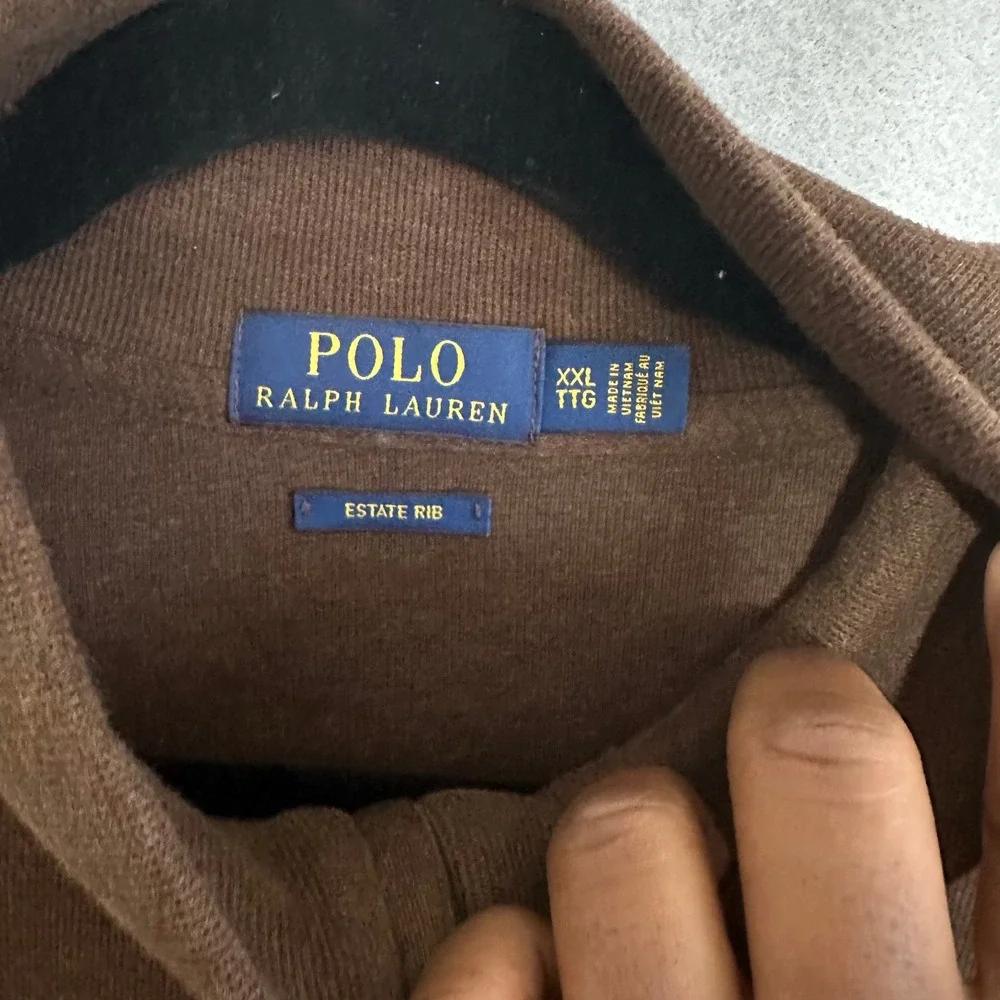 Polo Ralph Lauren‎ Mens XXL Estate Rib Quarter Zip Pullover Brown Pony Logo
